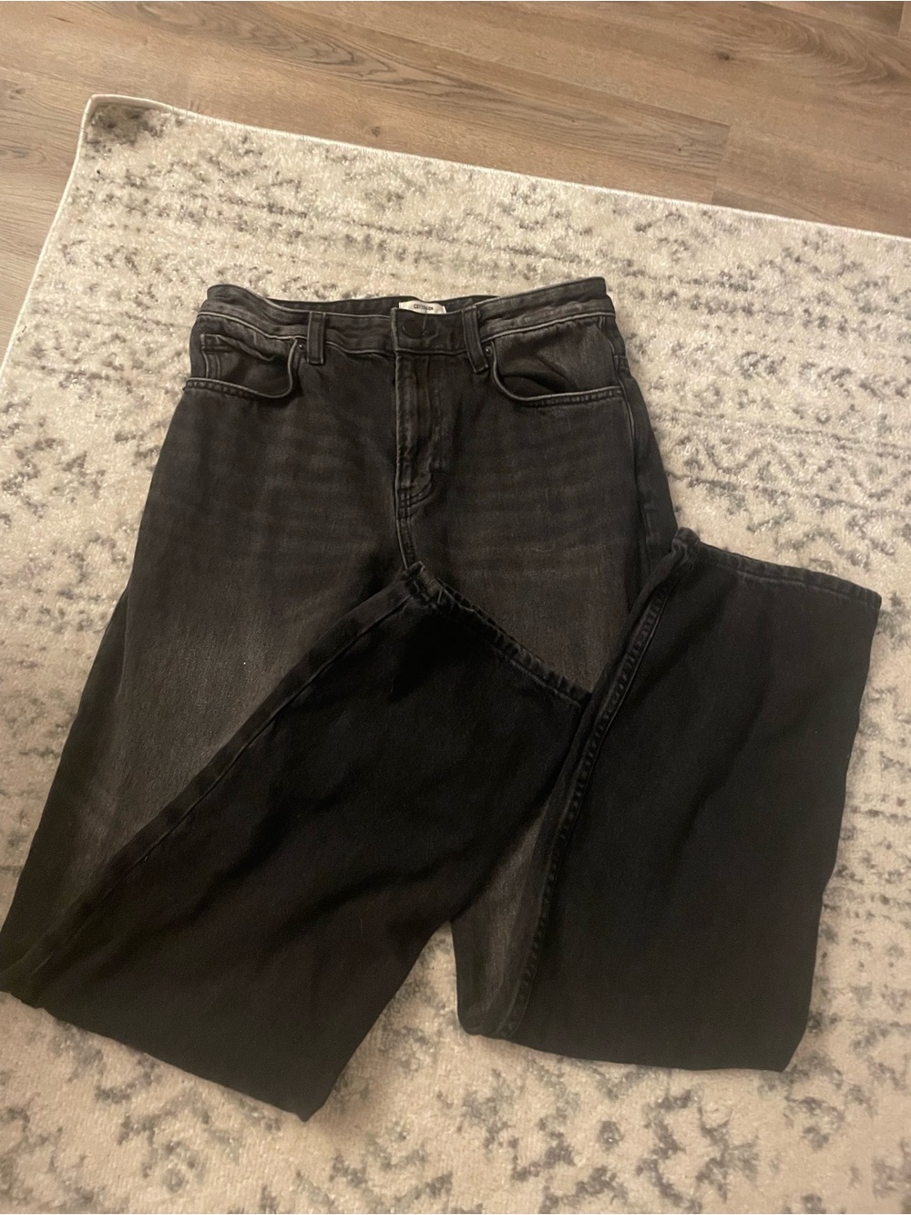 Cotton On Black Washed Straight Jeans